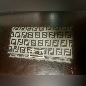 Fendi Black and Brown Monogram Clutch